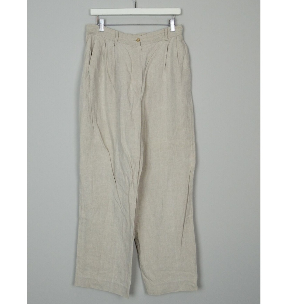 J Crew 100% Linen Pants Khaki Tan Loose Lagenlook